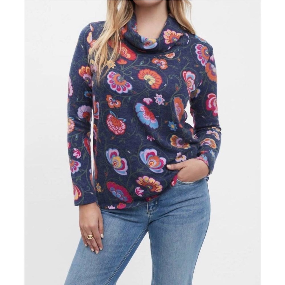 FDJ Floral Cowl Neck Sweater